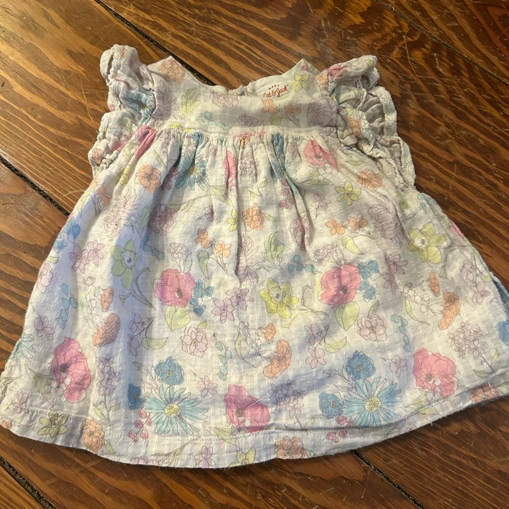 Floral Ruffled Baby Girl Dress — Pastel Pink, Blue & Yellow